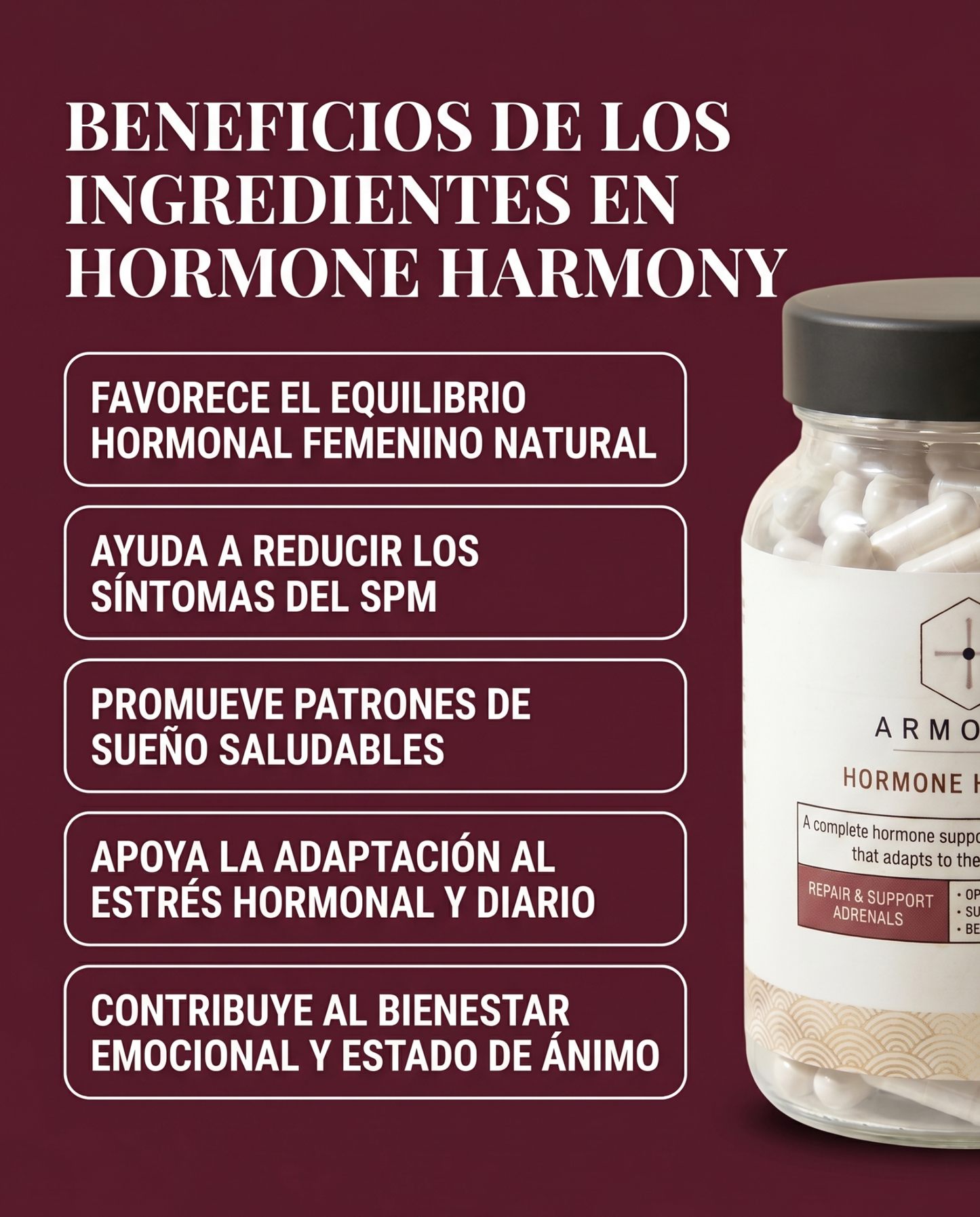 Armonex Equilibrio Hormonal | Suplemento Natural Femenino · 60 Cápsulas