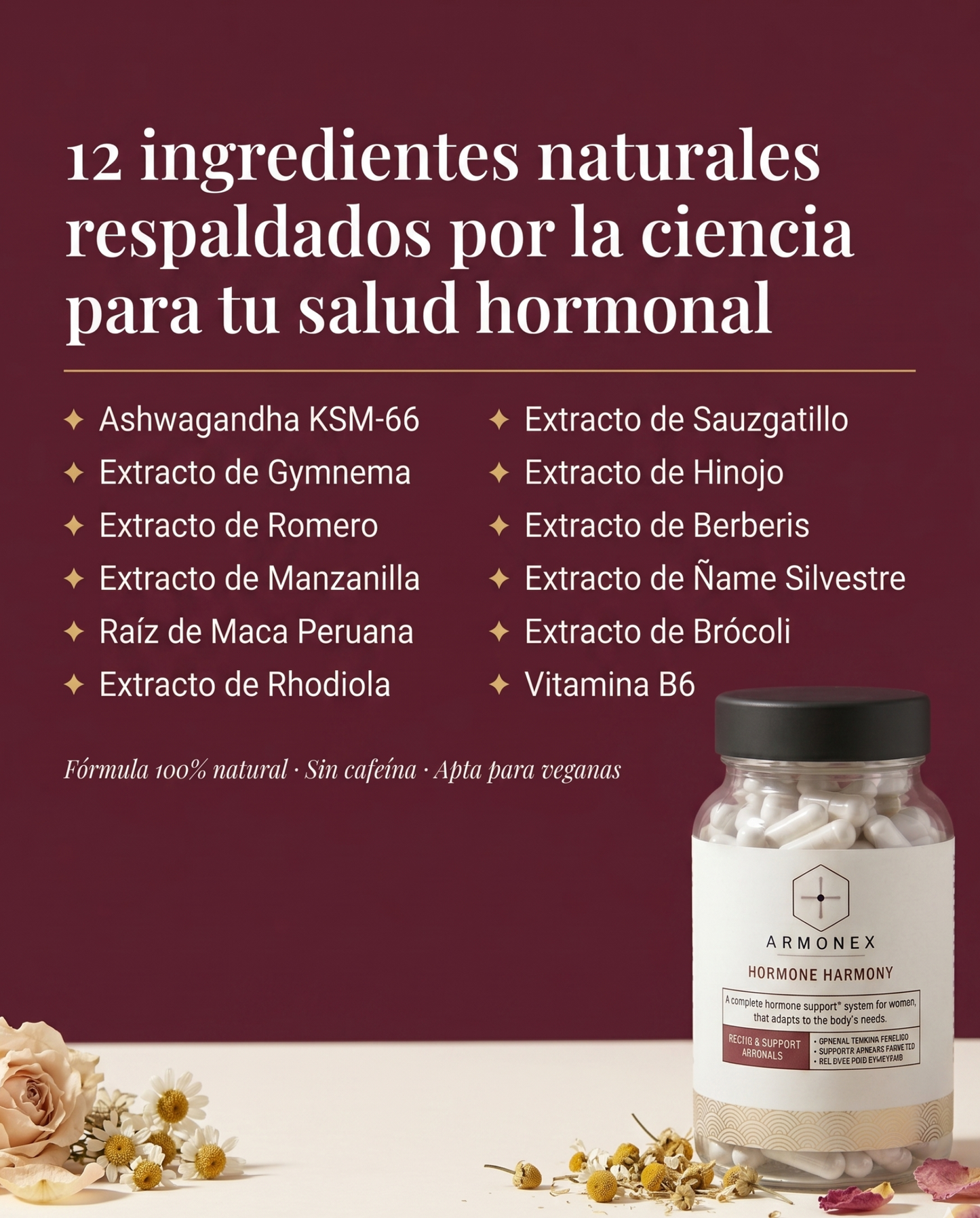 Armonex Equilibrio Hormonal | Suplemento Natural Femenino · 60 Cápsulas
